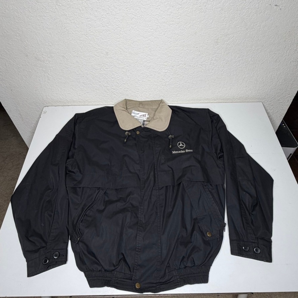 Pro Celebrity Mercedes-Benz Harrington Jacket Black Tan Plaid Lined XL XL-100